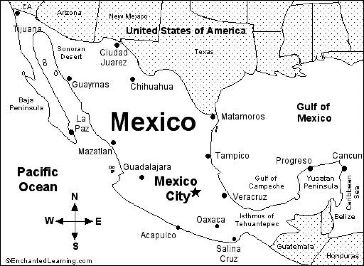 printable Mexico kaart