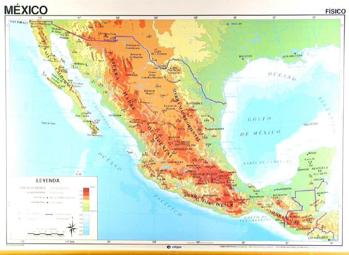 op een geografische kaart Mexico