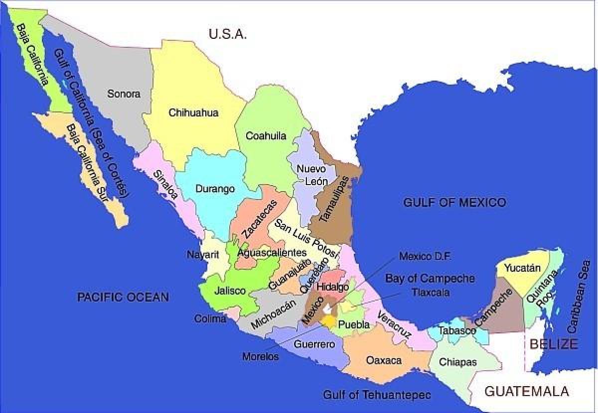 de kaart van Mexico staten