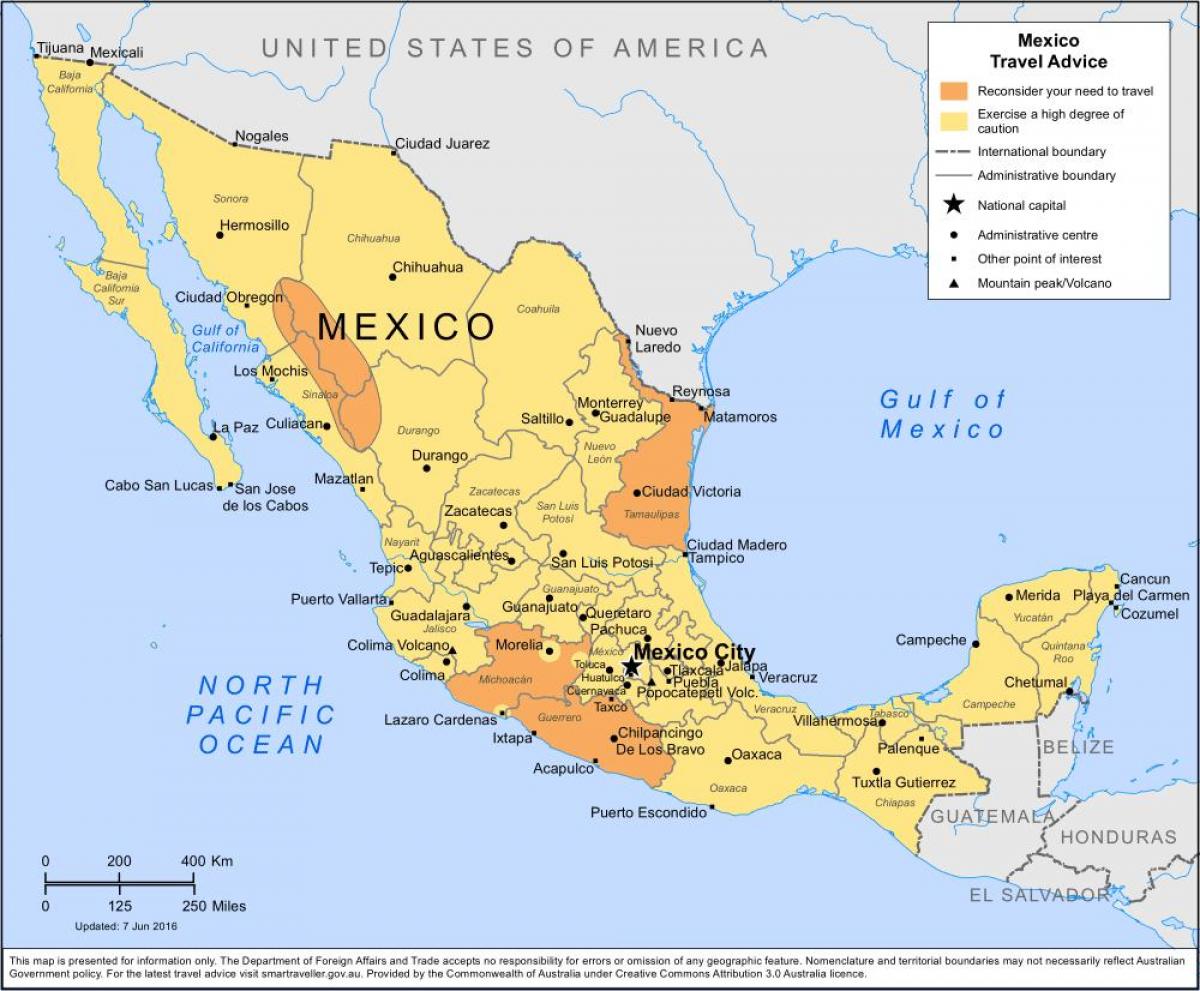kaart Mexico westkust