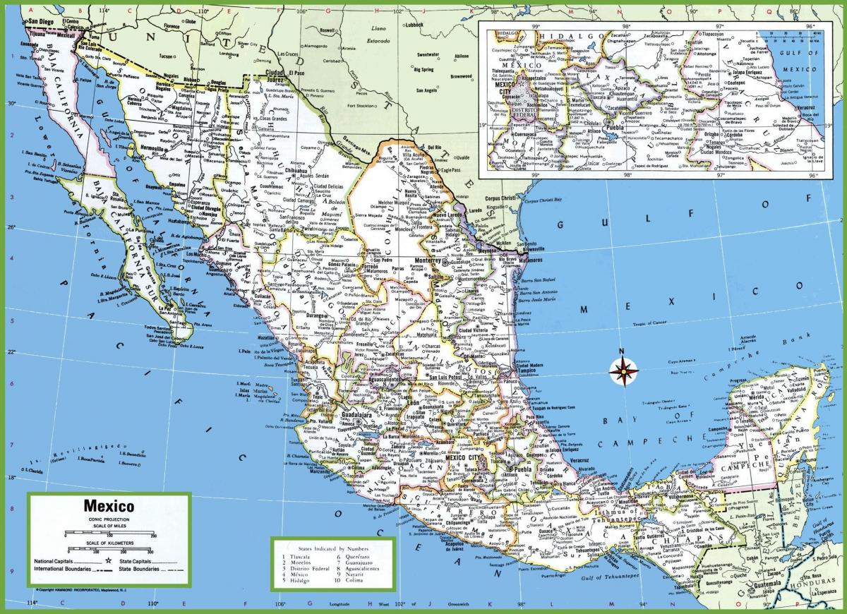 Mexico kaart en steden