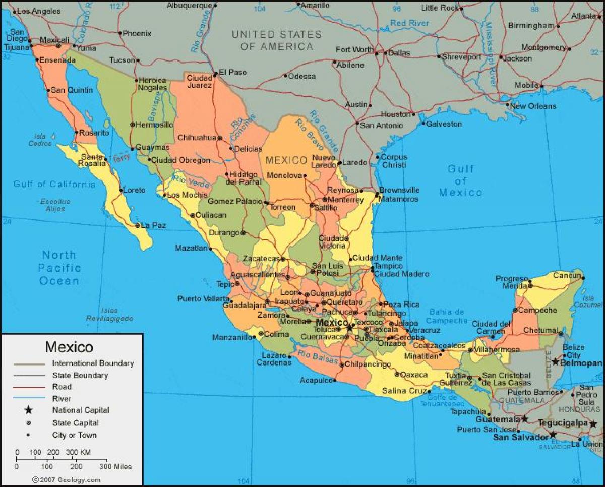 in het westen van Mexico kaart
