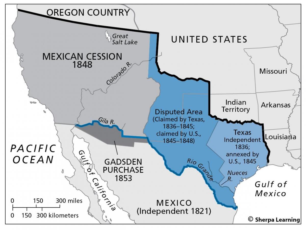 kaart van de mexicaanse cessie