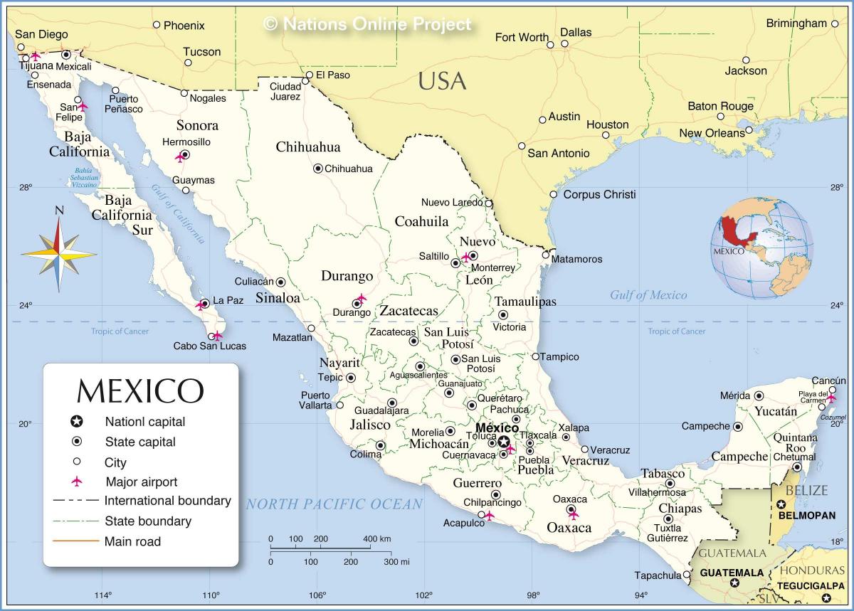 grens met Mexico kaart