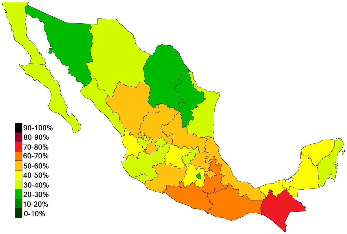 kaart van Mexico armoede