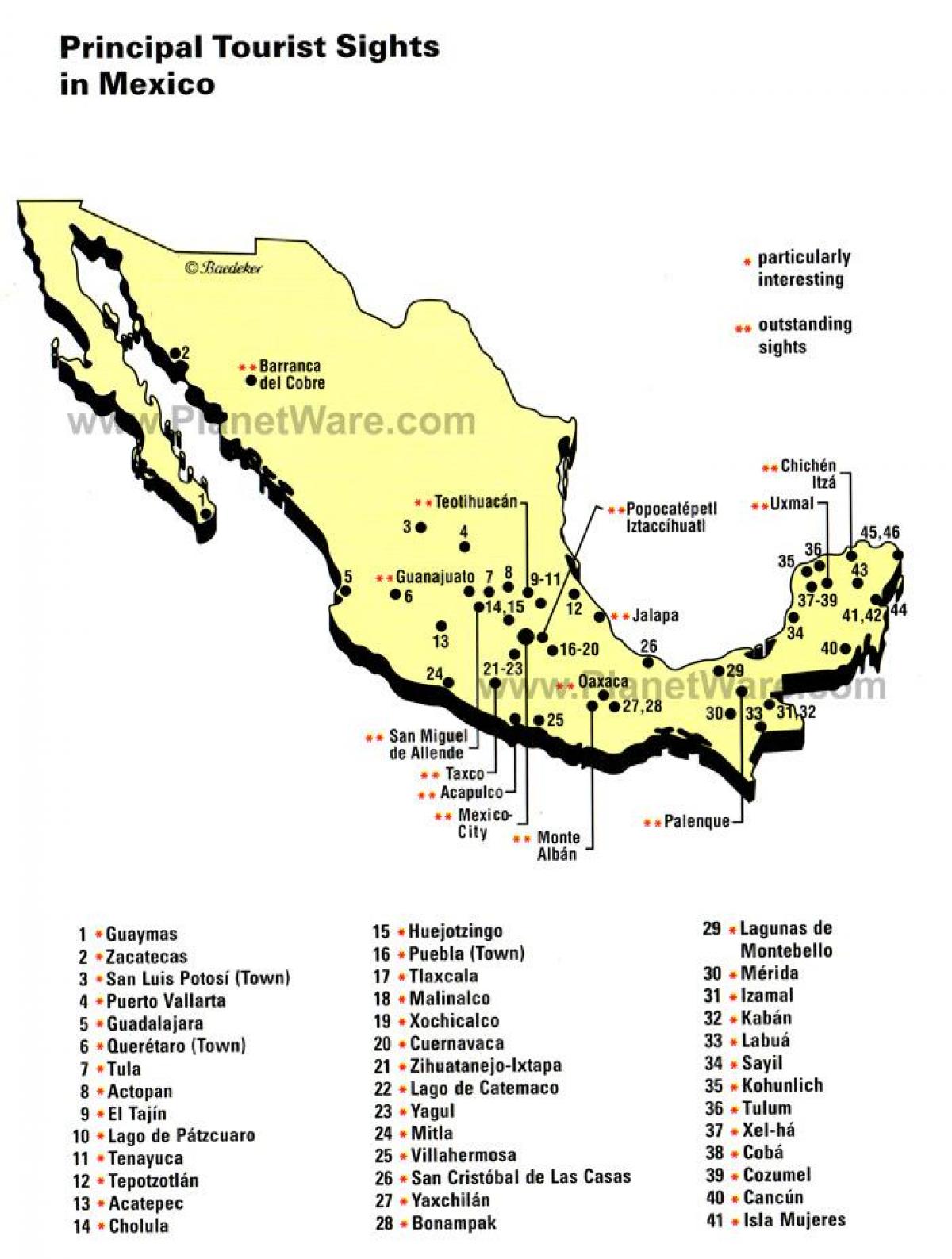 Mexico attracties kaart