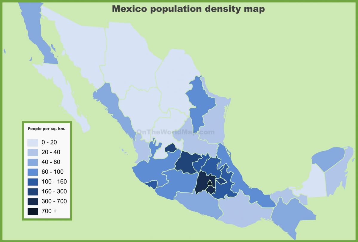 bevolkingsdichtheid kaart Mexico