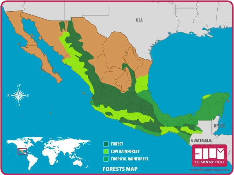 kaart van Mexico bossen