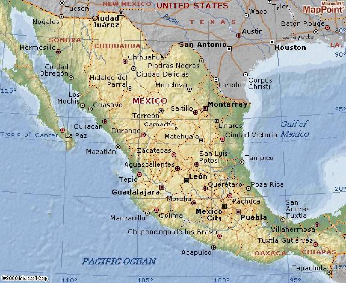 geografie van Mexico kaart