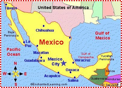 Mexico kaart van