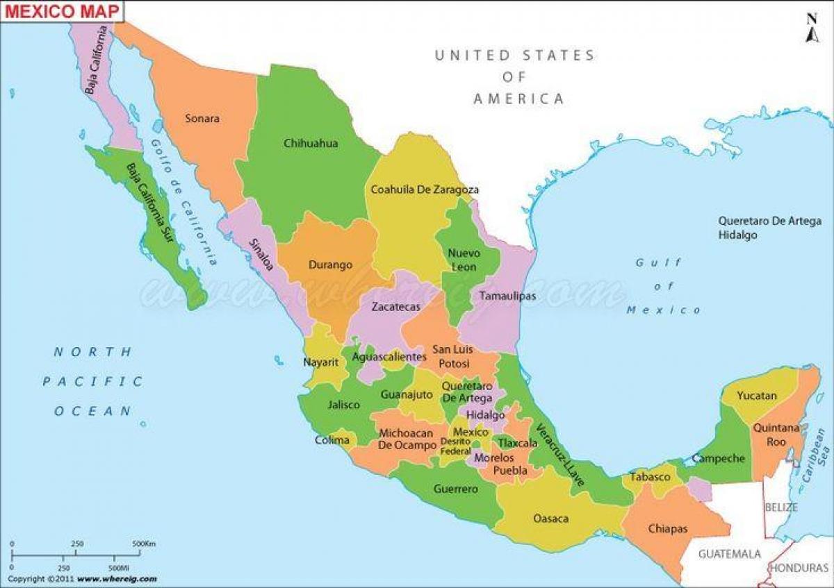 kaart Mexico staten
