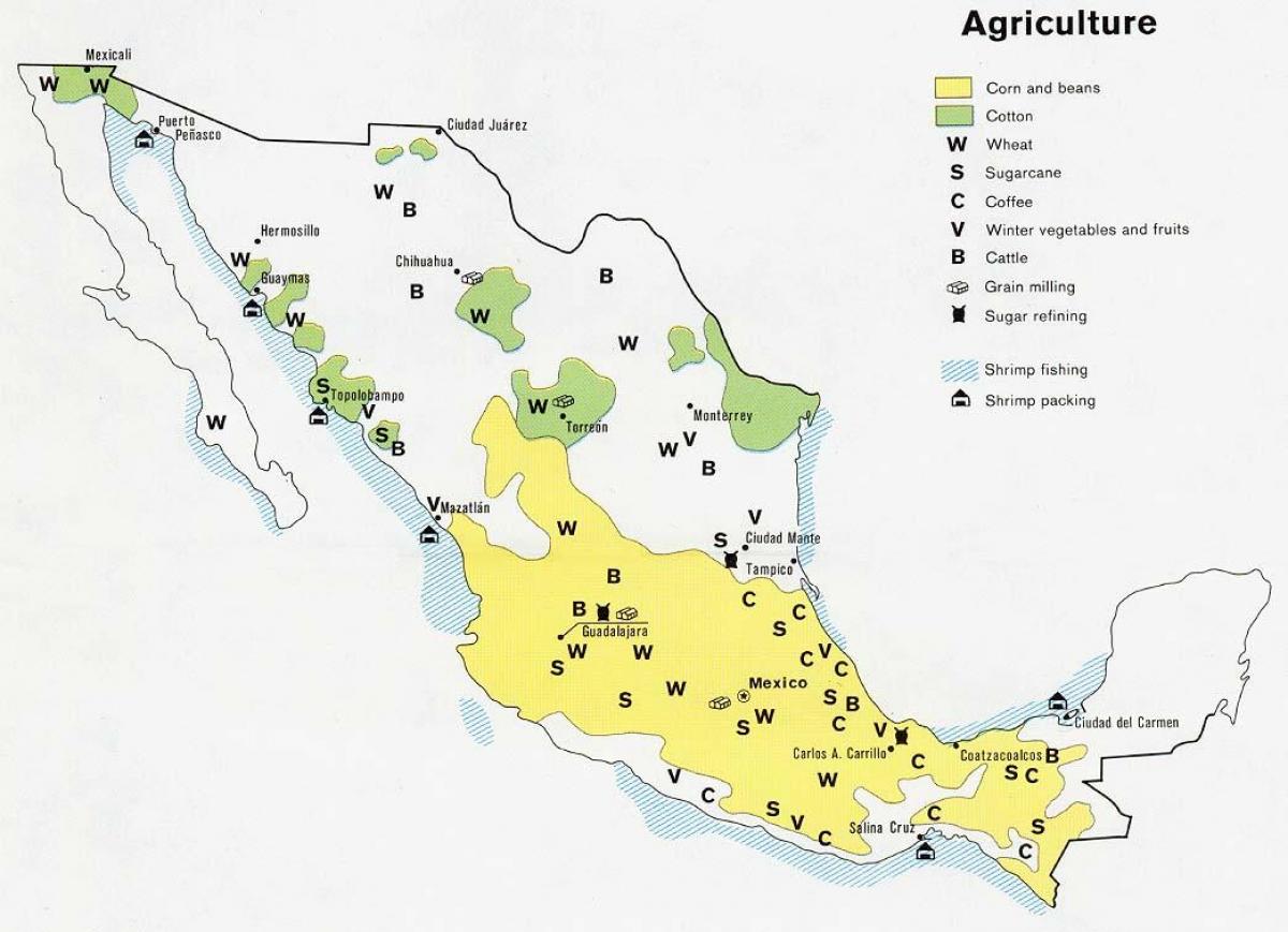 kaart van Mexico landbouw