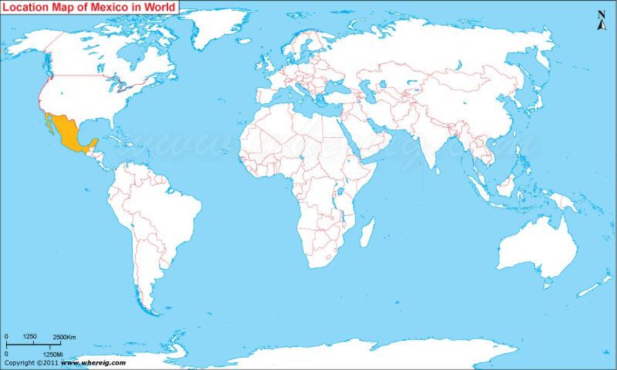 Mexico wereld locatie op de kaart