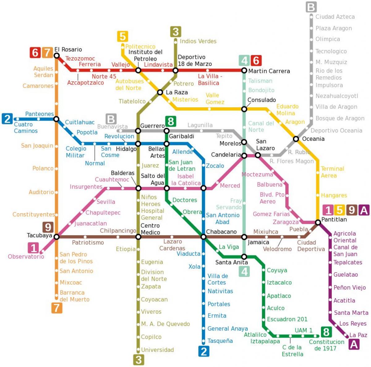 metro kaart Mexico