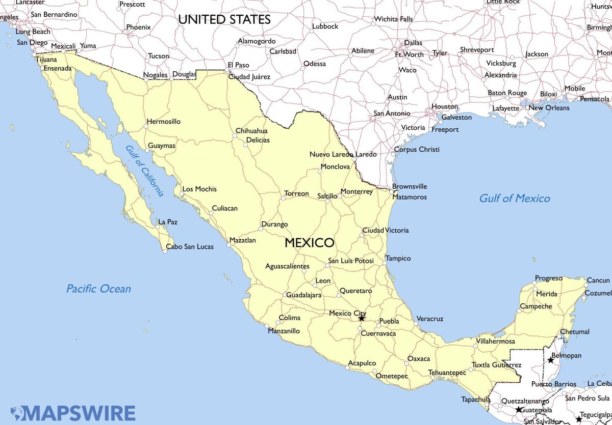 kaart van Mexico monumenten