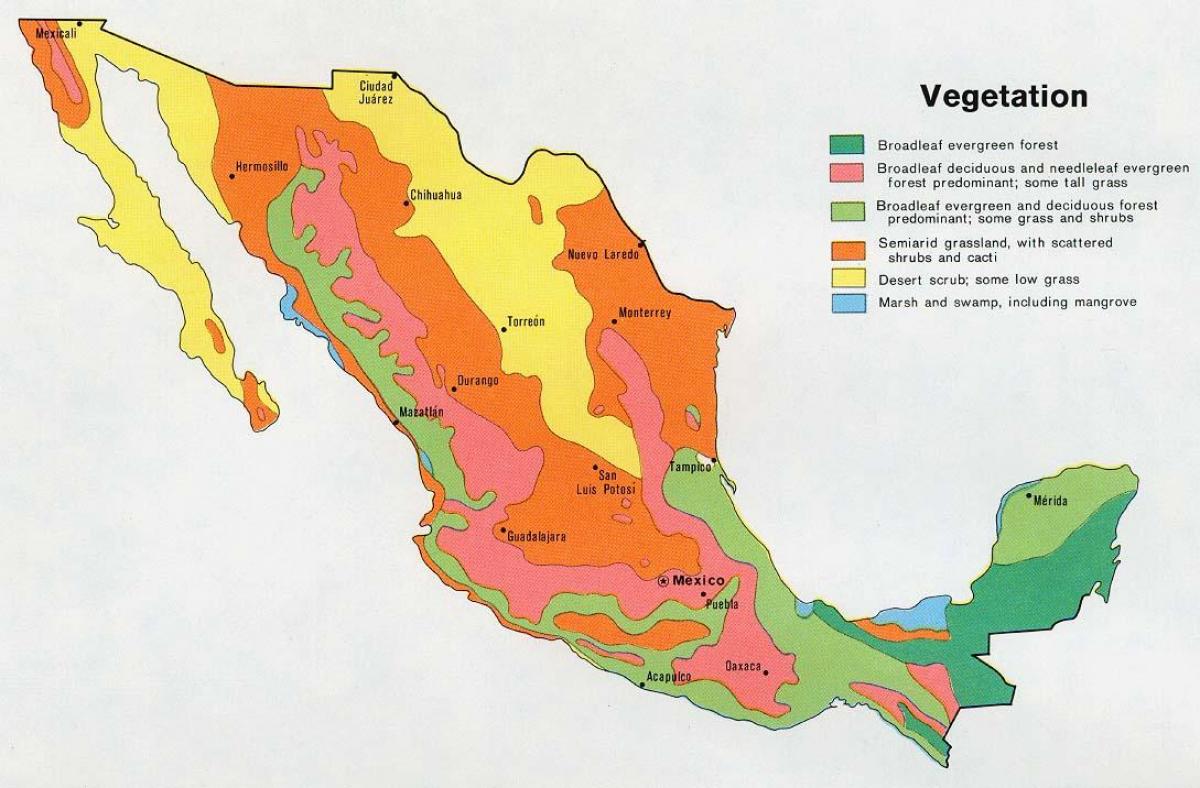 kaart van Mexico natuurlijke ressources