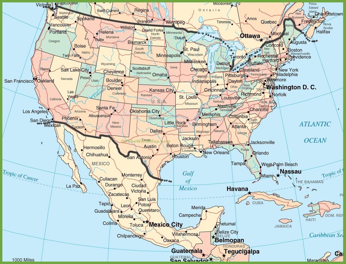 kaart us Mexico