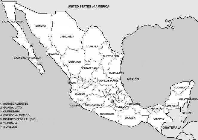 kaart van Mexico provincies