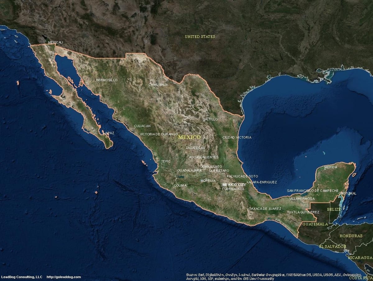 satelliet kaart Mexico