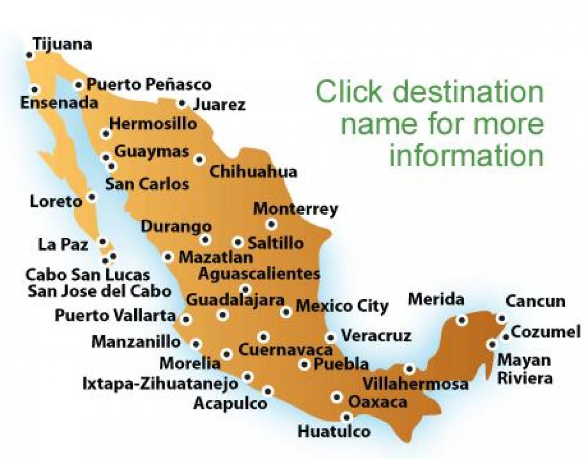 kaart van de stranden in Mexico