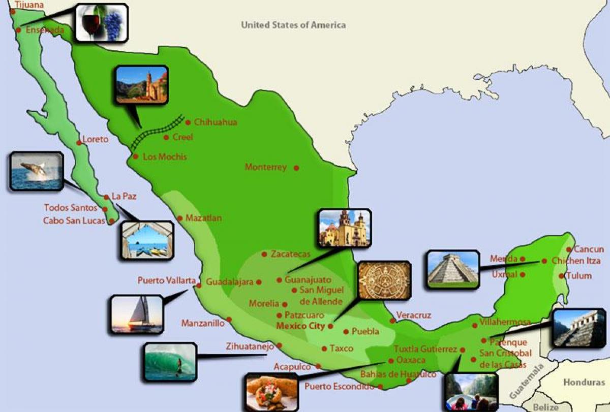 toeristische kaart Mexico
