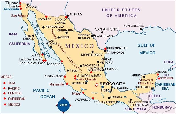 Mexico kaart vakanties
