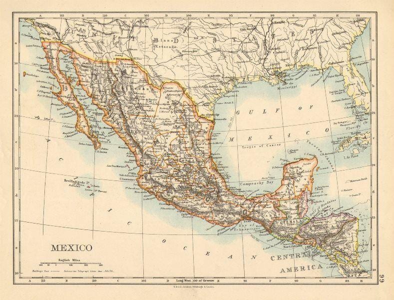 oude kaart Mexico