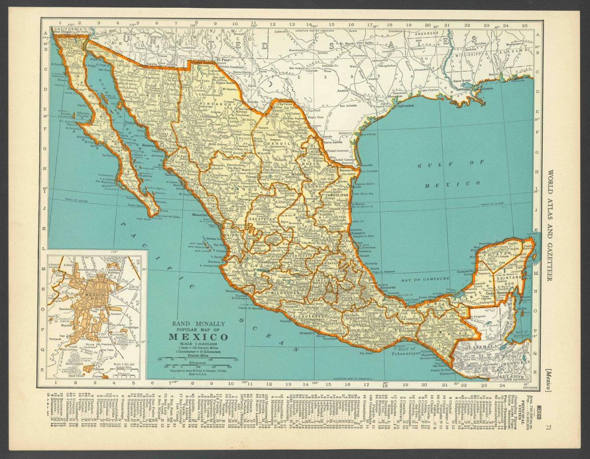 vintage kaart van Mexico