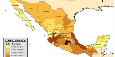 Mexico kaart van de bevolking