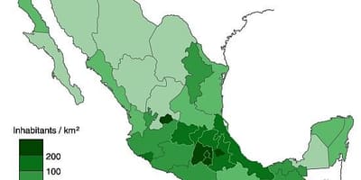 Bevolkingsdichtheid kaart van Mexico