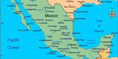 Kaart van resorts in Mexico