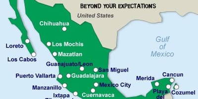 Mexicaanse stranden kaart