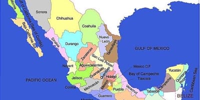 De kaart van Mexico staten