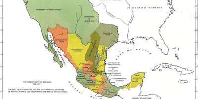 Kaart van Mexico in 1821