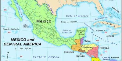 Kaart van Mexico en midden-amerika