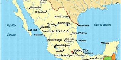 Mexico kuststeden kaart