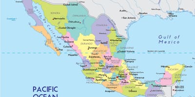 Kaart van Mexico en steden