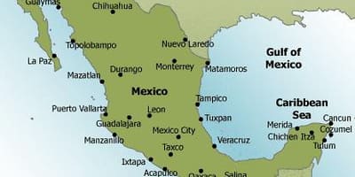 Stranden in Mexico kaart