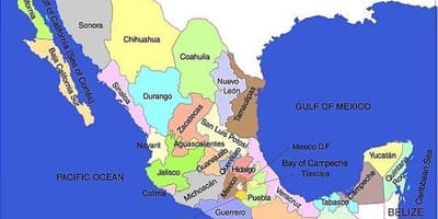 Het zuiden van Mexico kaart