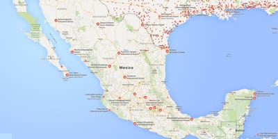 De luchthavens van Mexico kaart