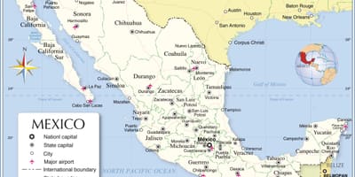 Grens met Mexico kaart