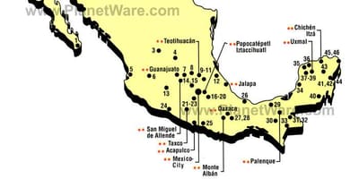 Mexico attracties kaart