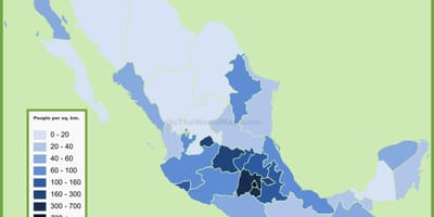 Bevolkingsdichtheid kaart Mexico