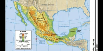 Mexico kaart fysieke kenmerken