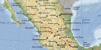 Geografie van Mexico kaart
