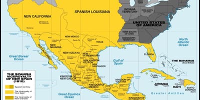 Kaart van Mexico in 1800