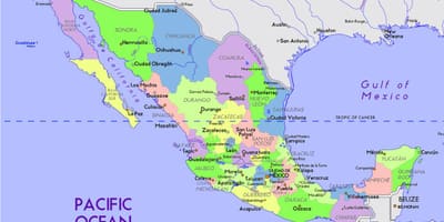 Mexico kaart met een kapitaal