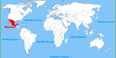 Kaart van de wereld met Mexico
