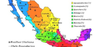 Weerkaart van Mexico