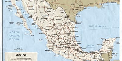 Kaart van de kust van Mexico